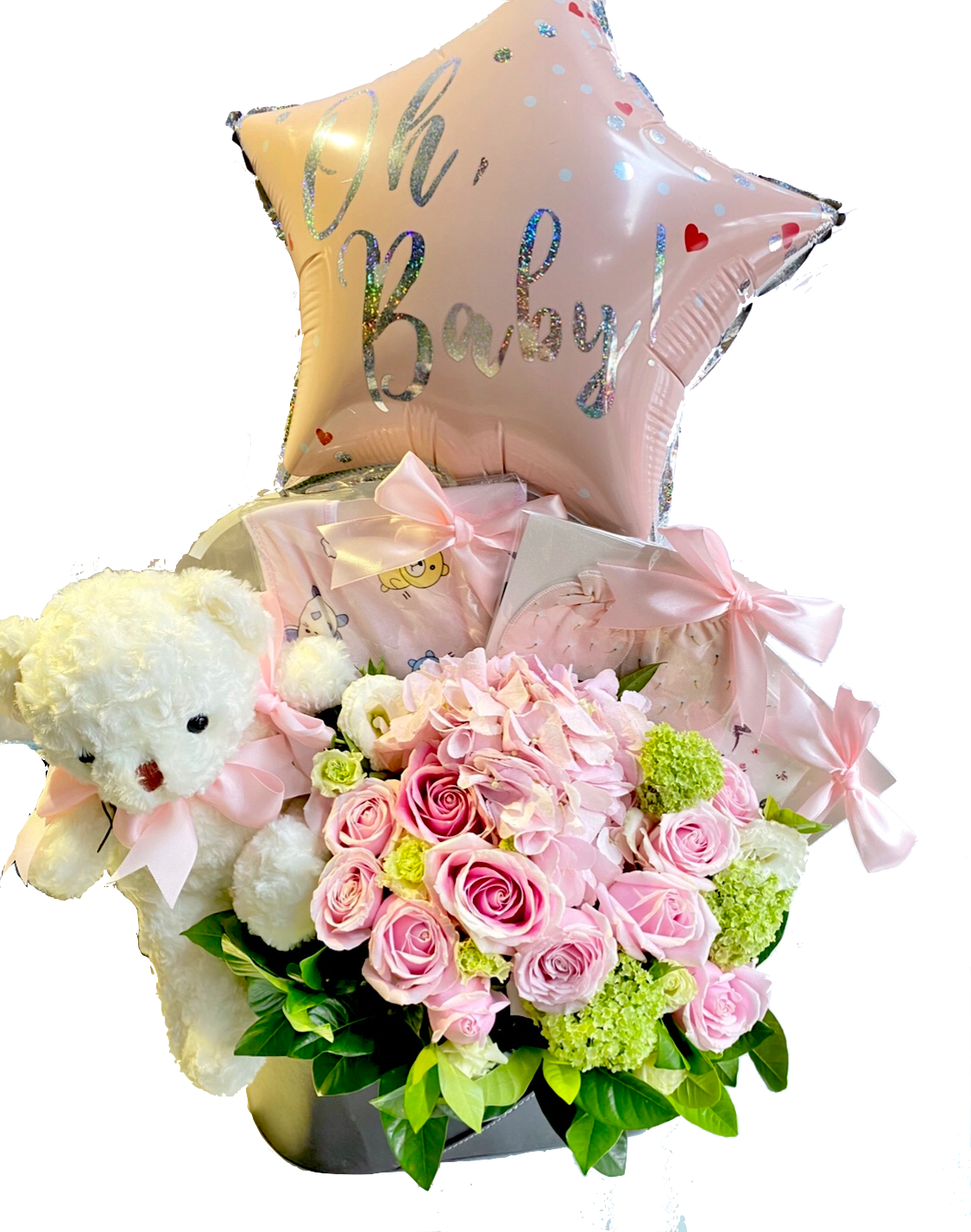 BH001_Baby Girl Hamper with Balloon